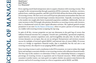 Yale School of Management 关于重复收入与搜索基金收购企业财务结果研究的 PDF 首页截图。
